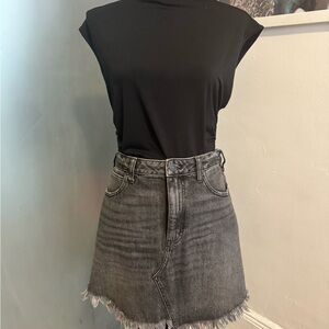 We The Free Black and Gray  Denim Mini Skirt